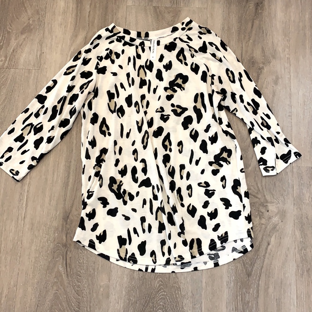 Tickled Teal Leopard Print Top